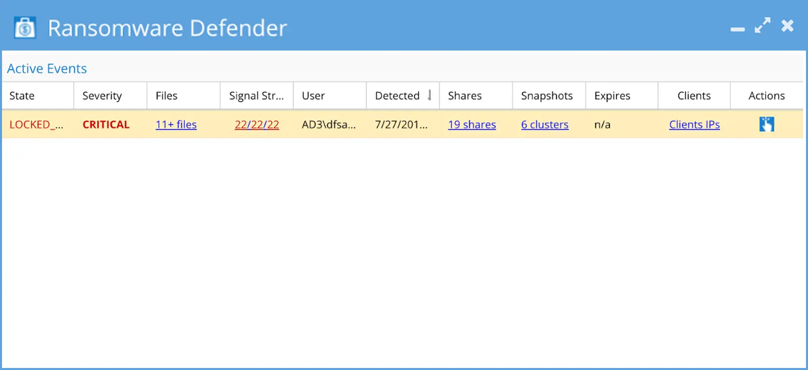 Ransomware defender window