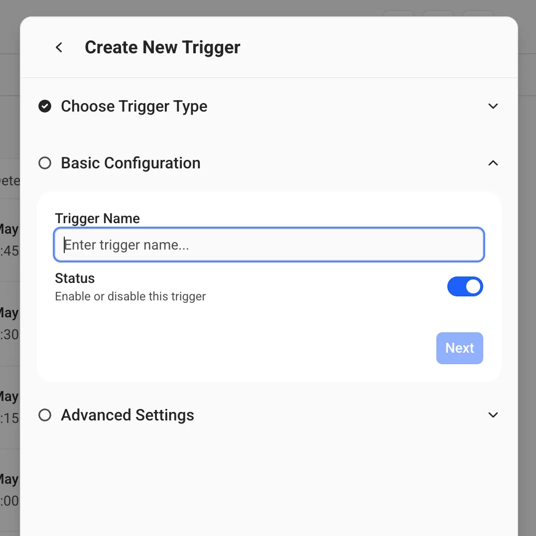 Experimental custom trigger feature
