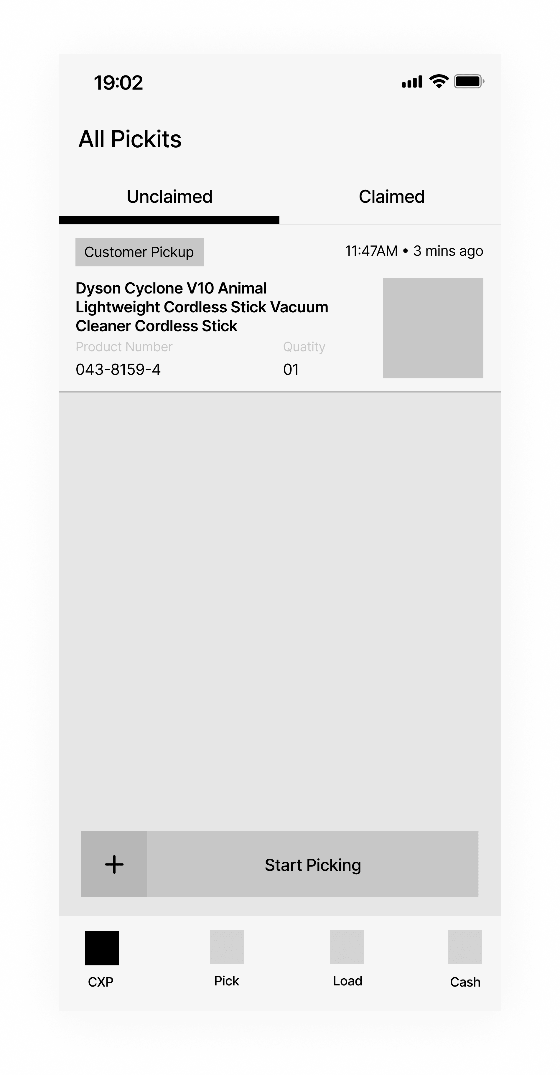 Mid-fidelity Expedite screens using bottom tab navigation