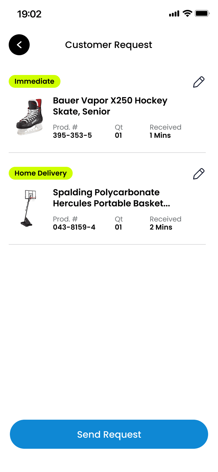Expedite fulfillment status screen