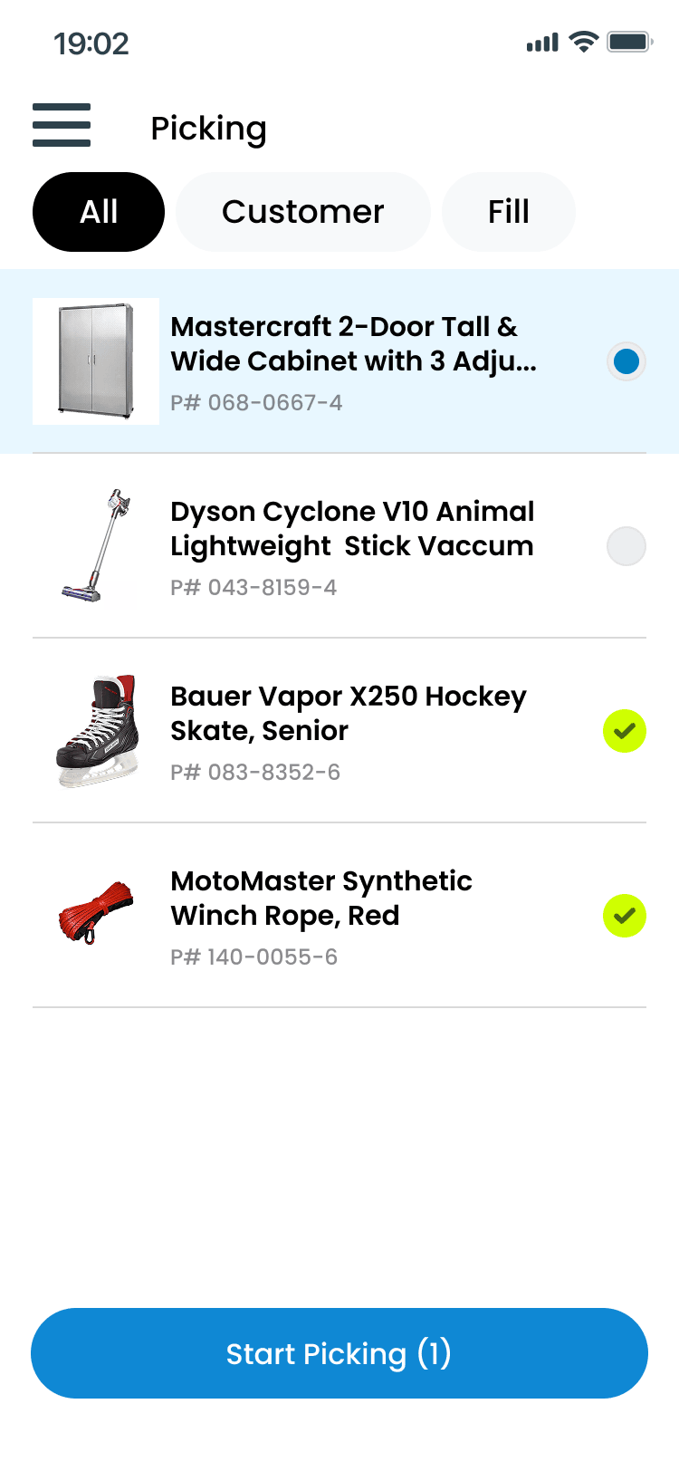 Expedite item picking detail
